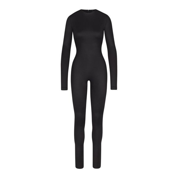 SKIMS Pants - Skims All-In-One Shine Crew Neck Long Sleeve Onesie Size XS Onyx